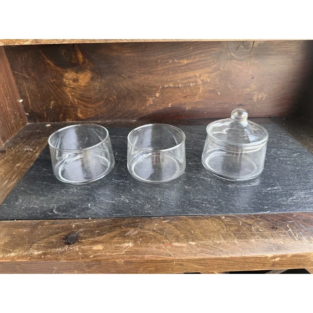 Clear Glass Stackable Canister Set w/ Lids, 3pc Cylinder